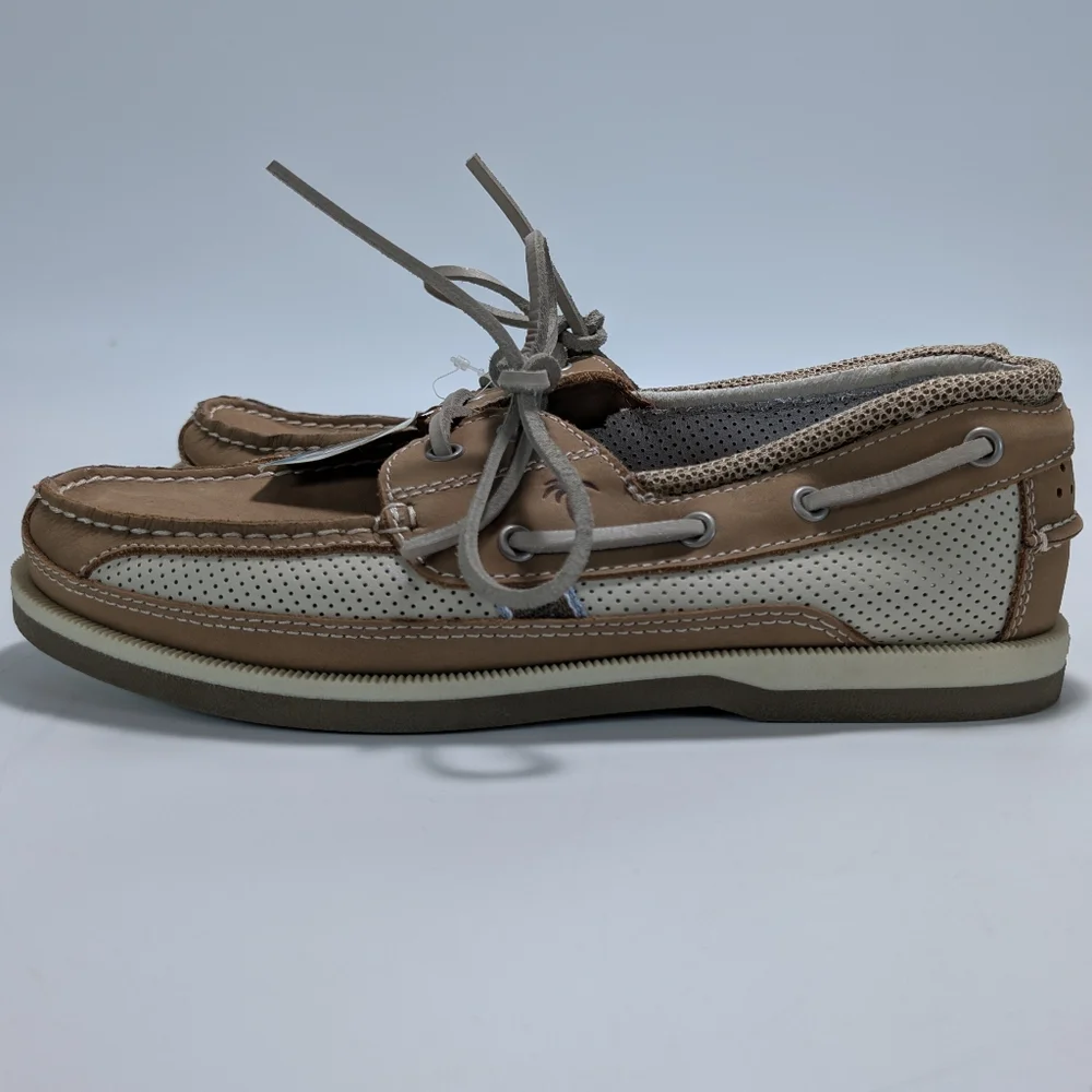 Maragritaville Soles Of The Tropics North Shore Leather Lace Up Boat Shoes NWT